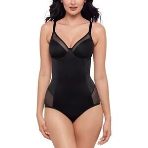 Miraclesuit Women's Sexy Sheer Shaping Padded-Cup Bodysuit, Black, Size 38B 0149